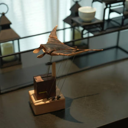🎁Selected Christmas Gifts: Handmade Wooden Electric Manta Ray Figurine🐟