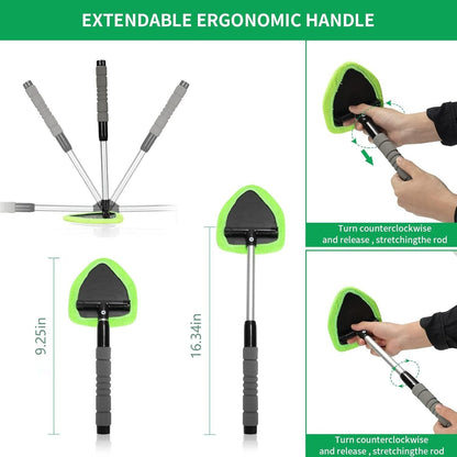Easy Defogging in Seconds👍Microfiber Windshield Cleaner with Extendable Handle